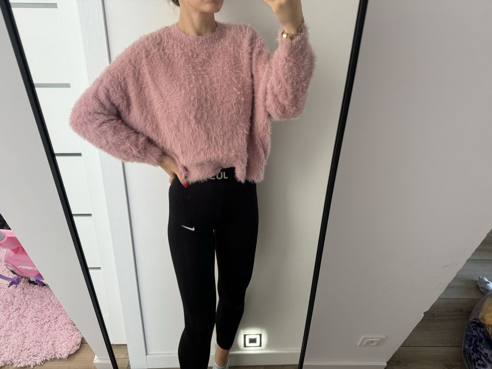 Sweterek ciepły pudrowy róż H&M