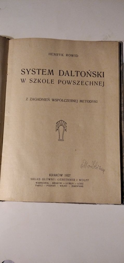 Henryk Rowid - System Daltoński w Szkole Powszechnej  1927 rok