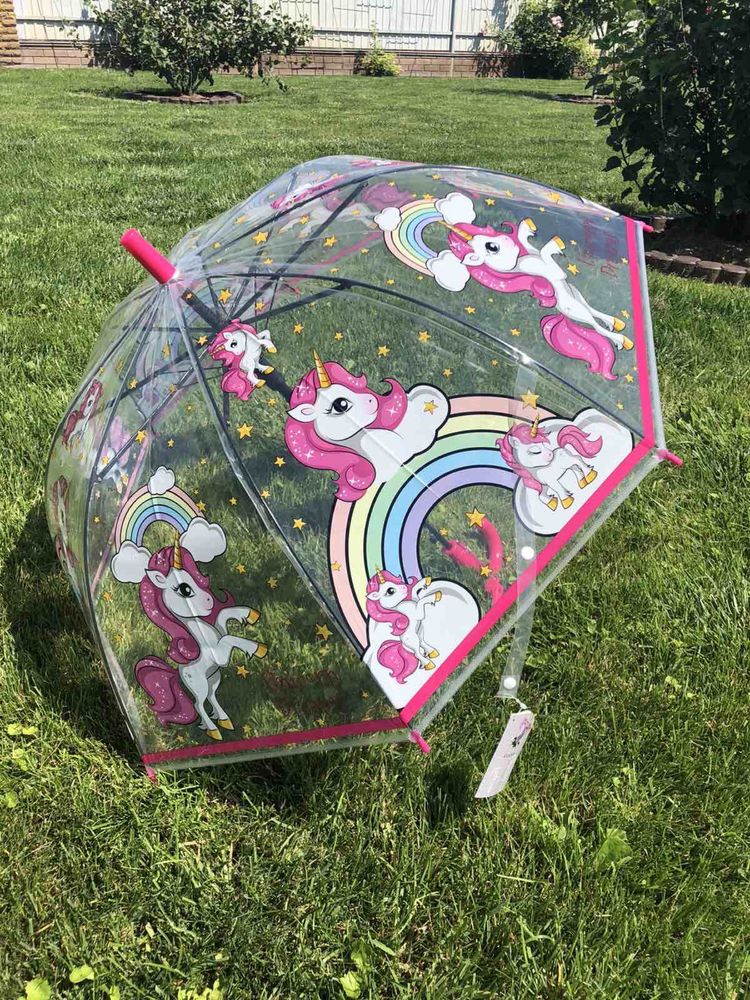 Детский прозрачный зонт трость