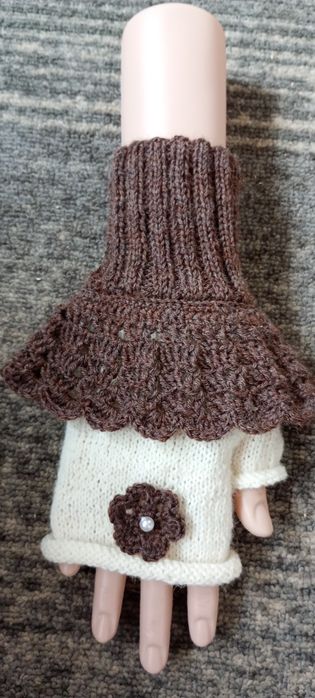 Wełniane rękawiczki bez palców. Mitenki damskie.