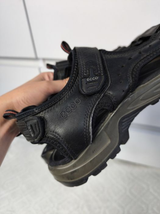 ECCO - skórzane sandały męskie czarne na rzepy bardzo wygodne r. 44