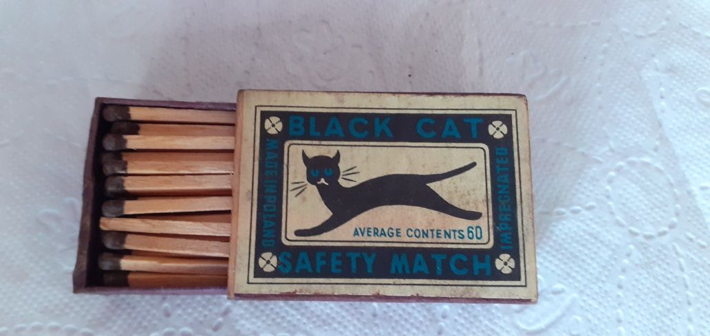 Stare zapałki PRL black cat,czarny kot 10 pudełek