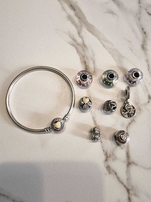 Pulseira Pandora Original com 8 charms + caixa - Prata 925