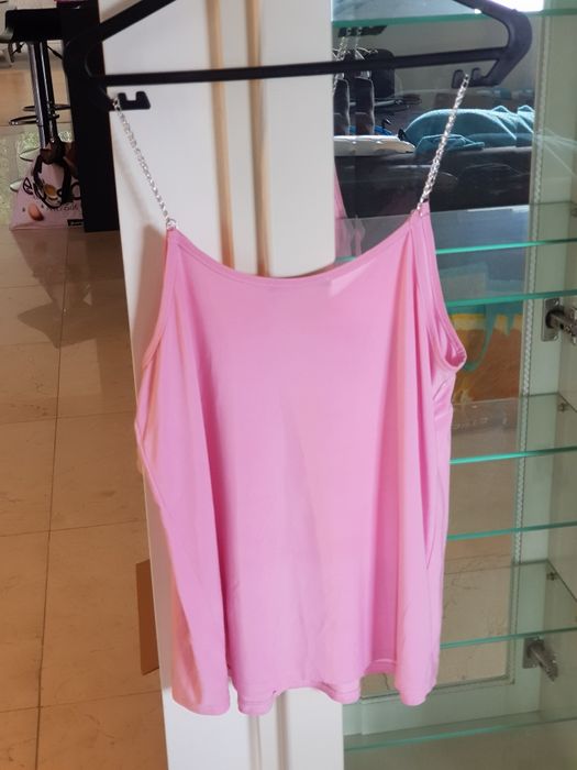 Camisola de alças corrente cor-de-rosa