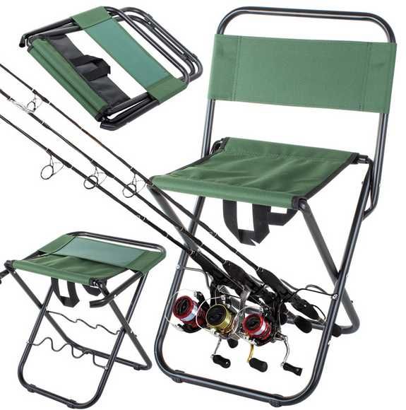 Krzesło wędkarskie składane z oparciem i z uchwytem NOWE