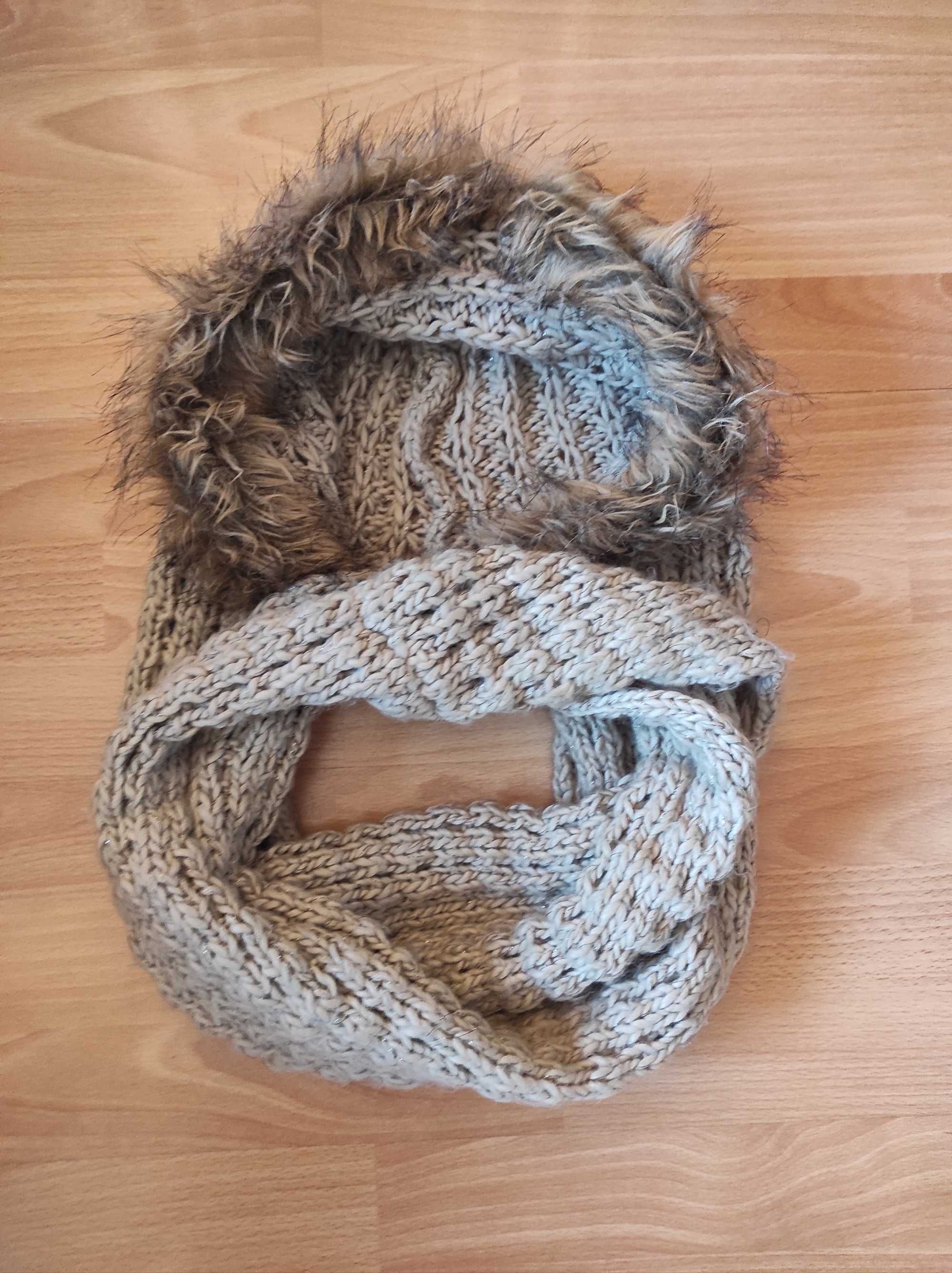 Szal szalik z kapturem damski 100 cm