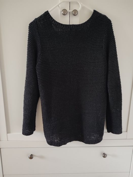 Sweter H&M S czarny ażurowy luźny