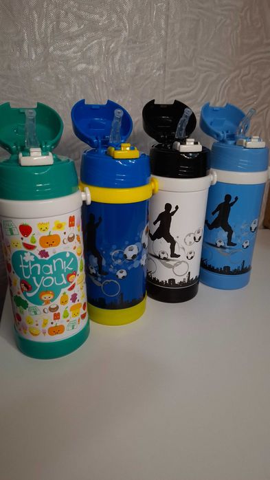 Дитячий термос з трубочкою та ремінцем 320 мл