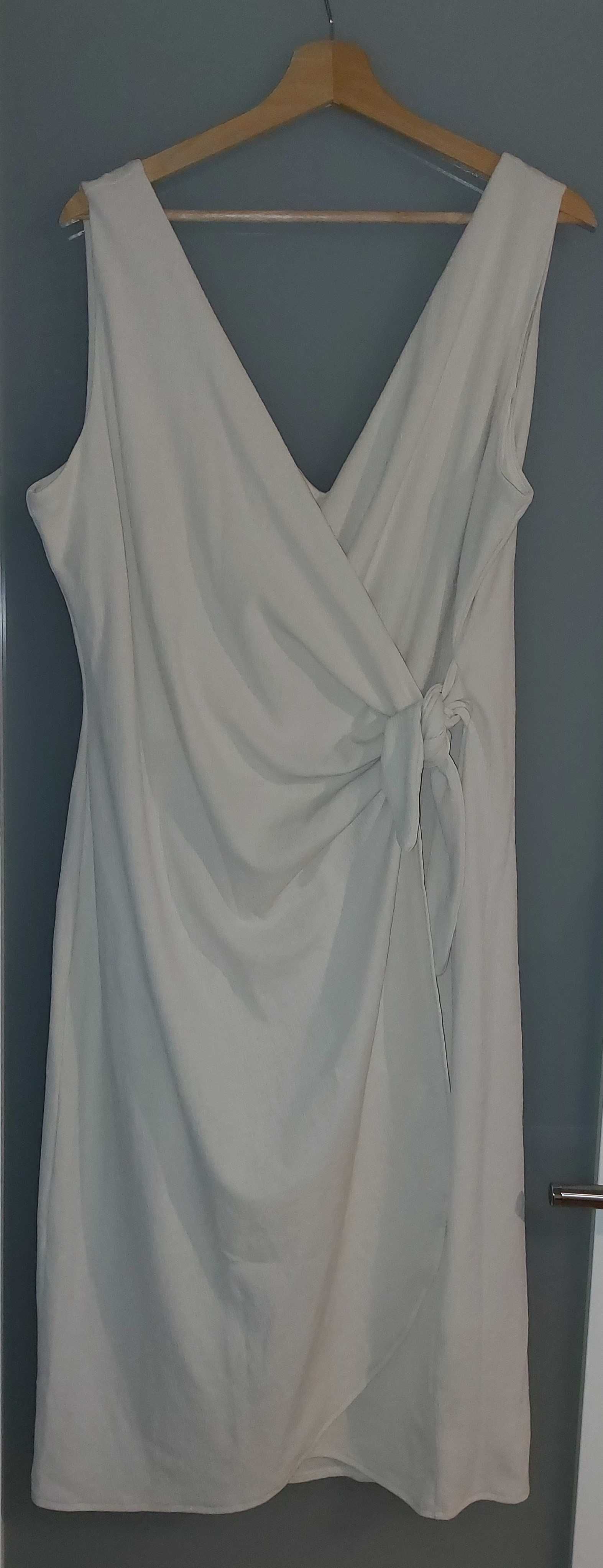 Beżowa sukienka na ramiączkach przekładana H&M 42/XL
