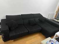Sofá Preto 3 Lugares com Chaise