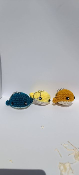 Porta-chaves baleia em croche