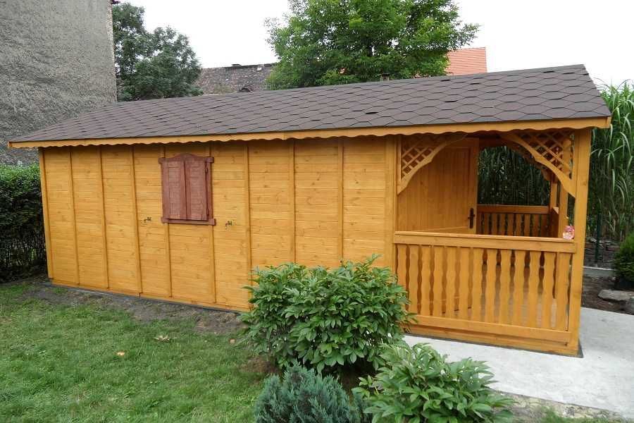 DOMEK PIOTRUŚ 3x7,5m 2-spadowy Impregnowany+Podłoga +Taras | Cena -10%