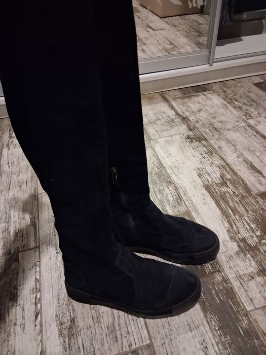 Сапоги ботфорди замшевые