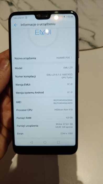 Używany Huawei P20 4GB ram 64 pamięć