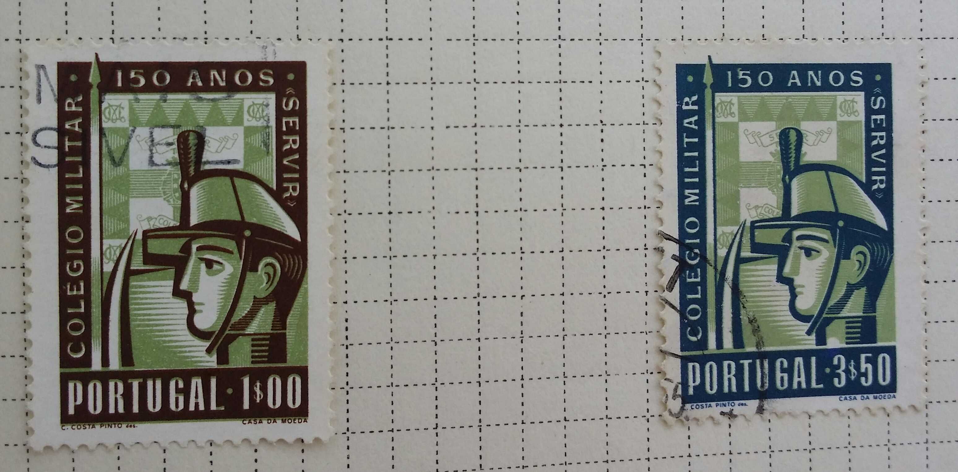 Filatelia selos Portugal anos 1953 a 1956 vários valores usados