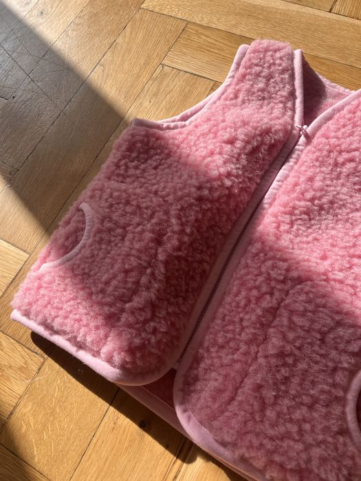 Kamizelka z welny merynosa merino rozowa damska M