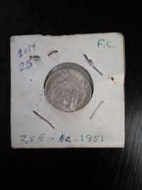 Moeda de Prata 2$50 Republica Portuguesa 1951