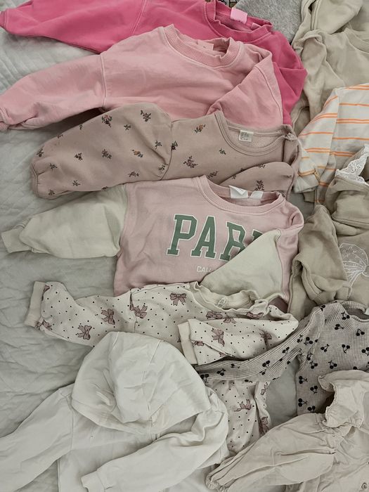 Paka ubrań zara h&m 86 92 nowe różowe beżowe szare