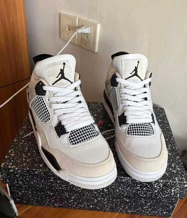 Buty meskie Mokasyny Jordan 4 Retro military black R.46