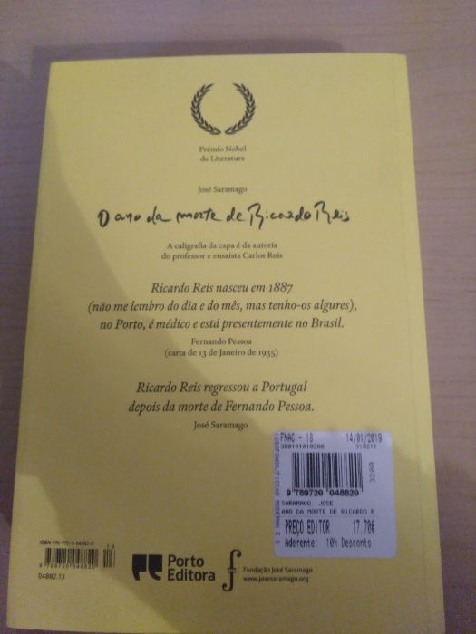 "O Ano da Morte de Ricardo Reis" de José Saramago