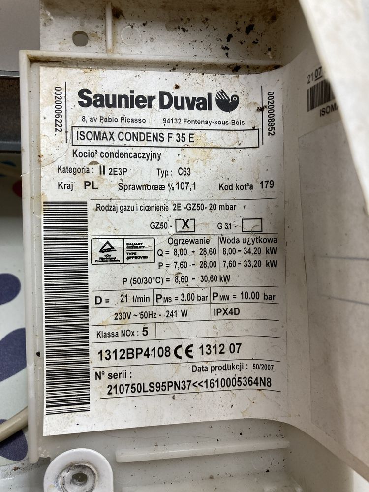 Płyta główna kotła Saunier Duval Isomax Condens F 35 E- używana