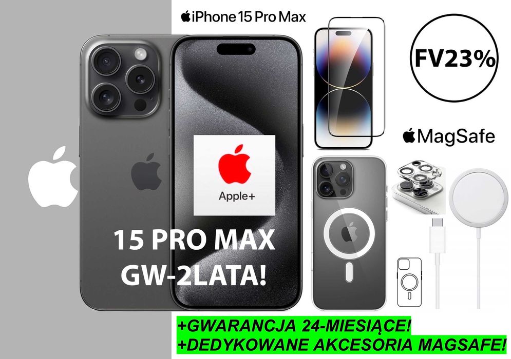 NOWY Apple iPhone 15 PRO MAX 256GB Czarny Black DODATKI GW-2LATA FV23%