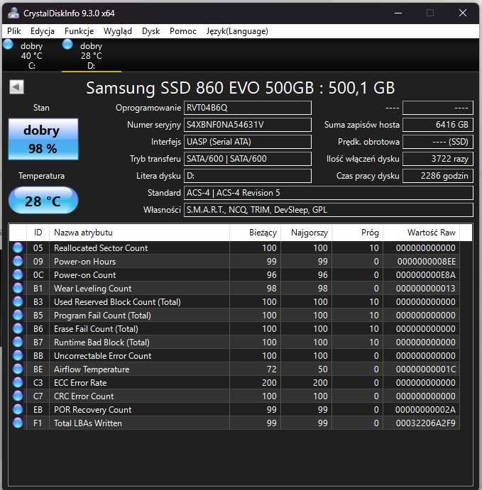 Dysk SSD samsung 860EVO 500GB