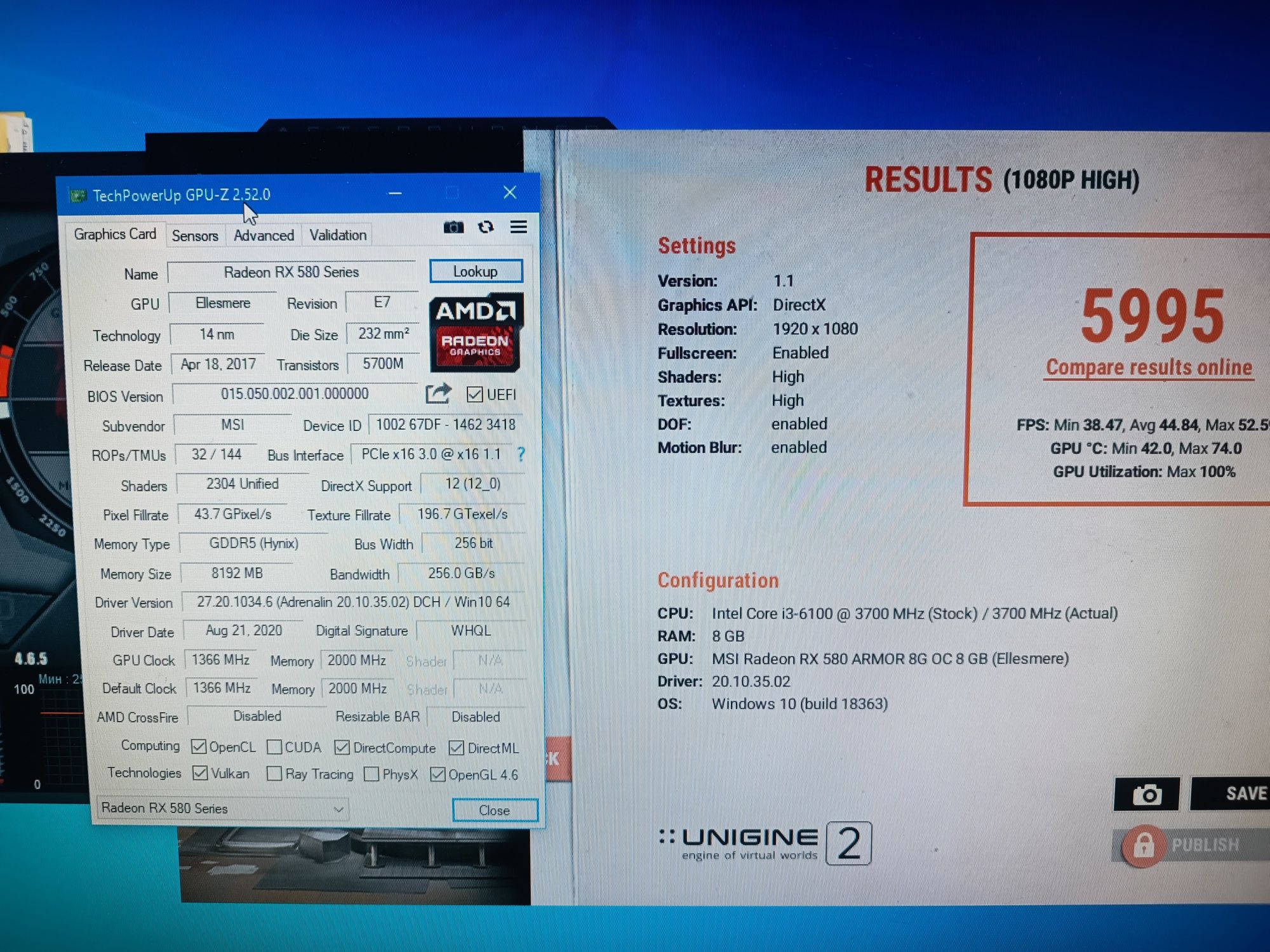 Відеокарта ігрова,потужна MSI Armour RX580 8GB