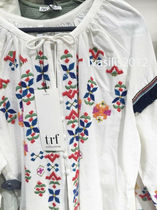 ZARA Luksusowa SUKIENKA z haftem len bawełna L