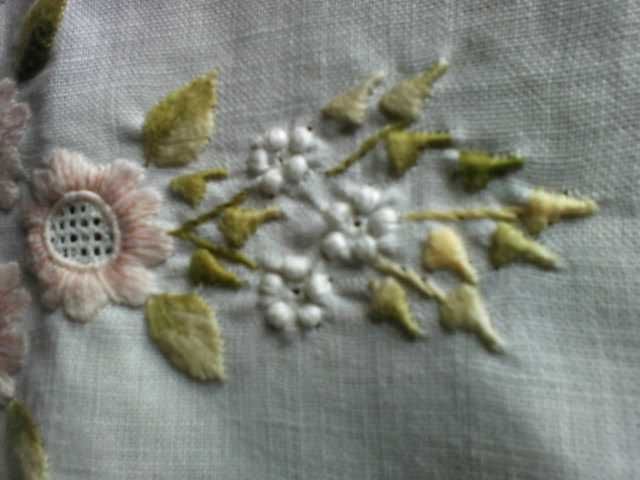 Pano linho bordado mão