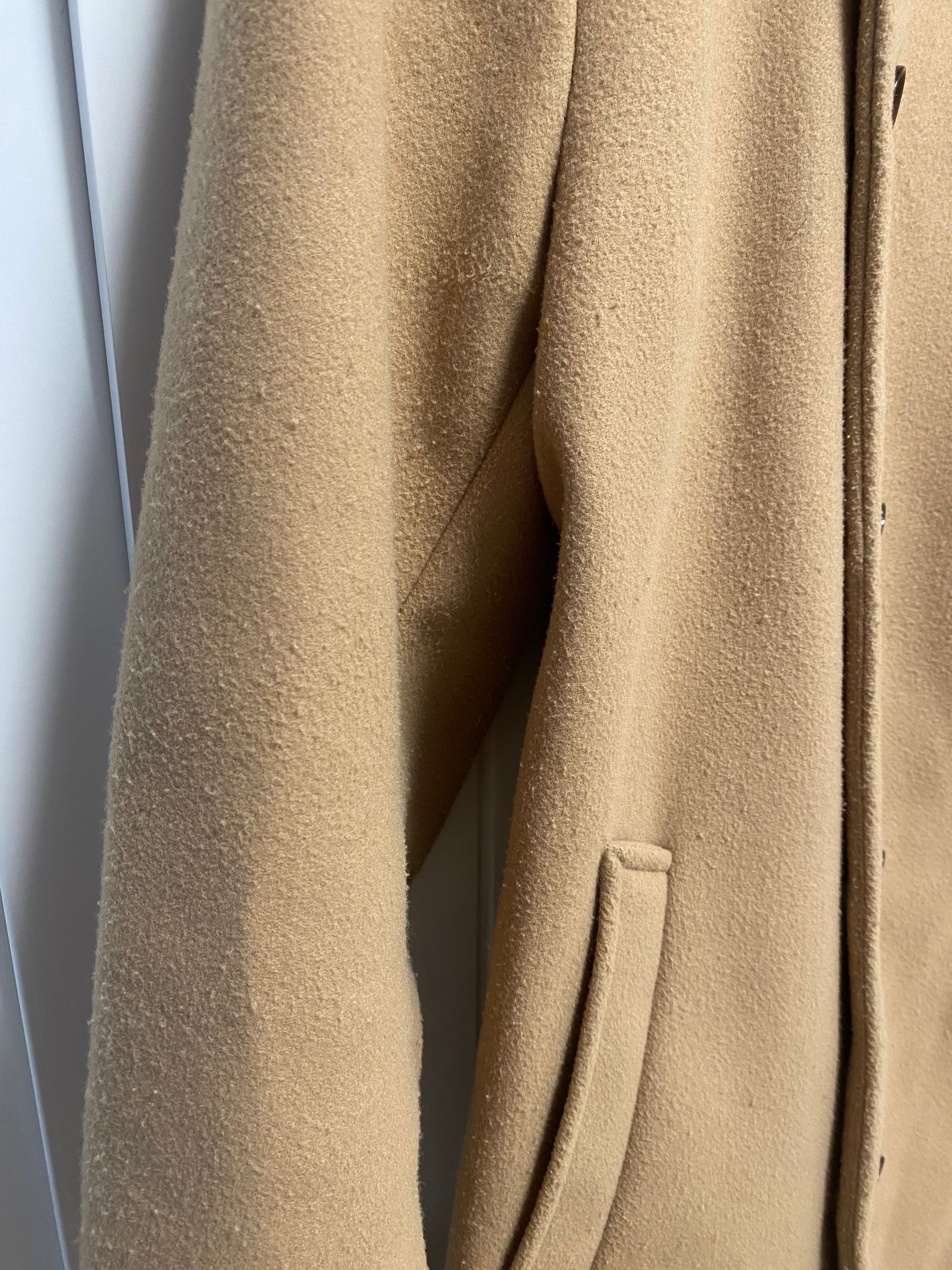 Bershka długi klasyczny płaszcz brązowy Kamel camel rozmiar L 40