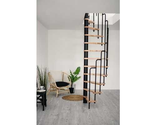 Schody spiralne Pertura Nox buk lite Ø 140 cm czarne 11 stopni