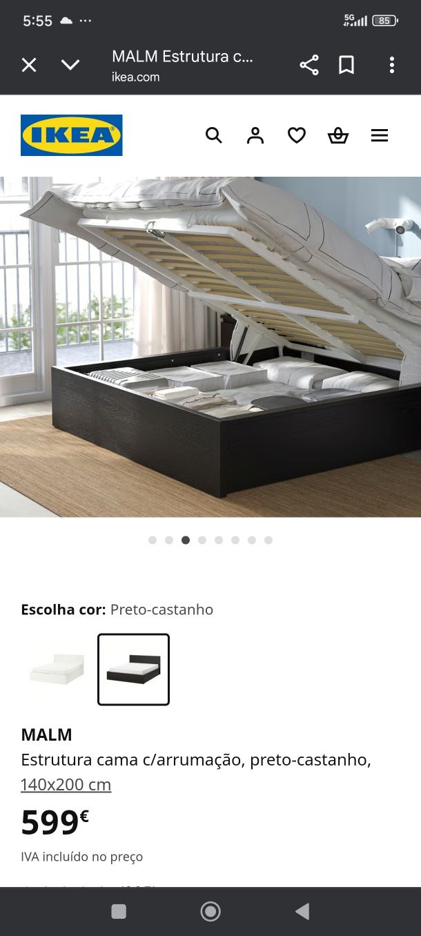 Cama Malm IKEA com colchão incluído