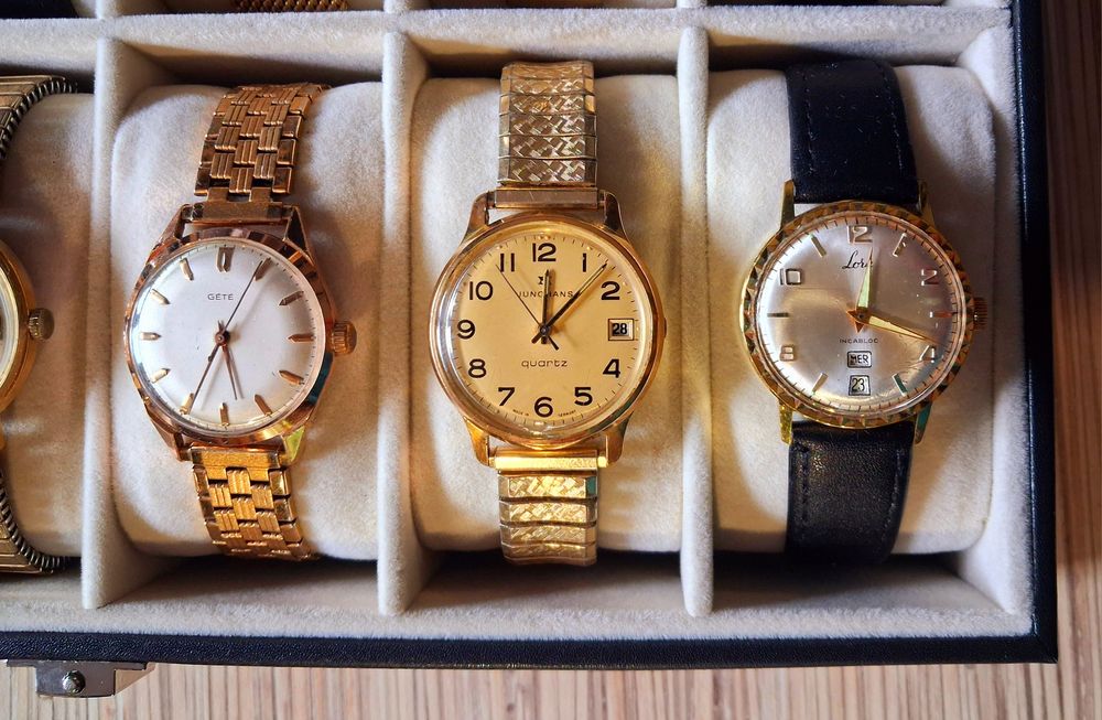 Kolekcja 12 szt naręcznych starych zegarków Bahdad, Junghans, Dugena