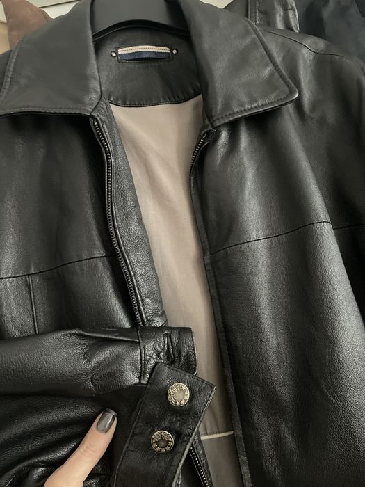 Шкіряна італійська чоловіча куртка піджак хл leonardo