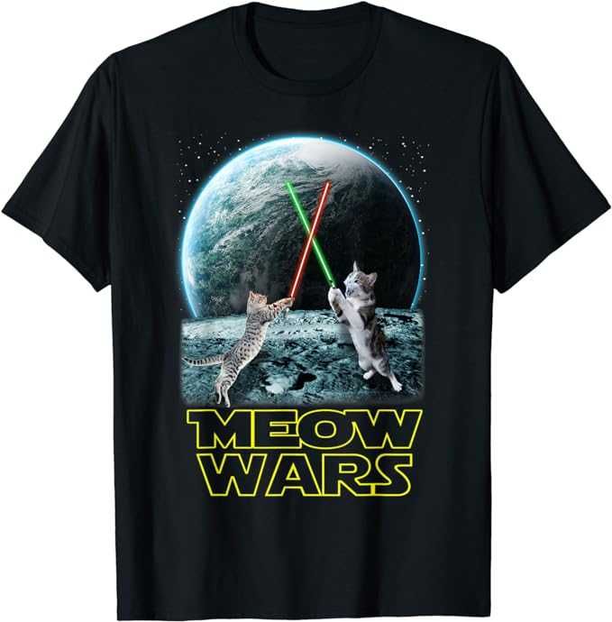 T-shirt paródia de Star Wars cat lovers "Meow Wars" NOVO ENVIO GRÁTIS