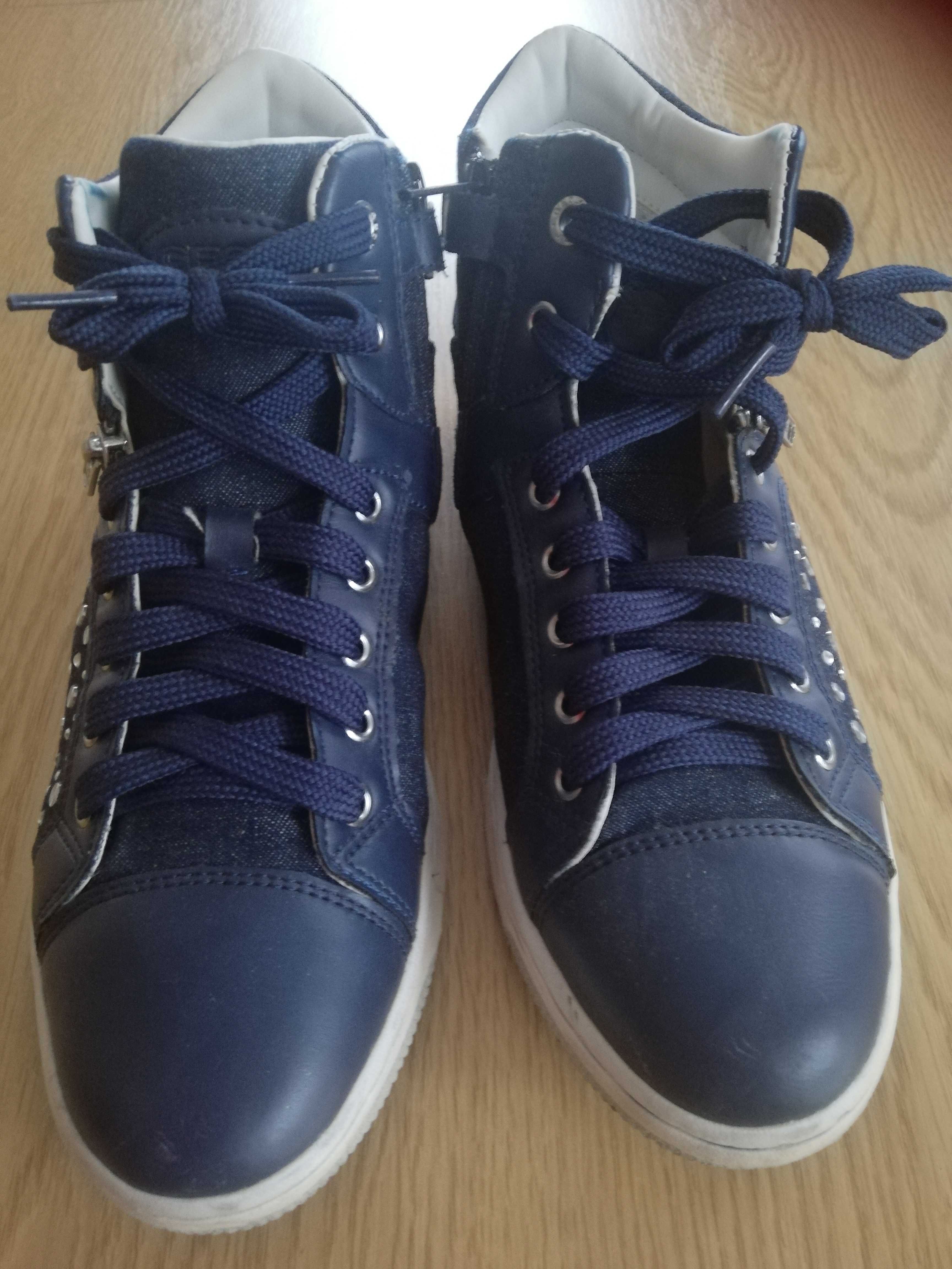 Trampki Geox granat i jeans r. 39, założone 1 raz