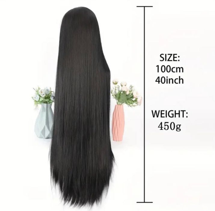 Перука довга чорна парик длинный черный