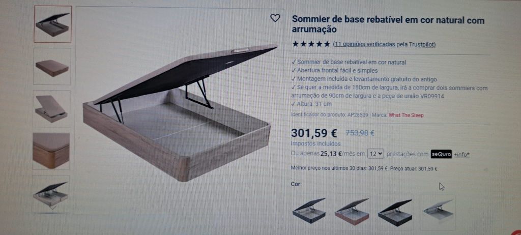 Cama solteiro sommier Pikolin com colchão novos
