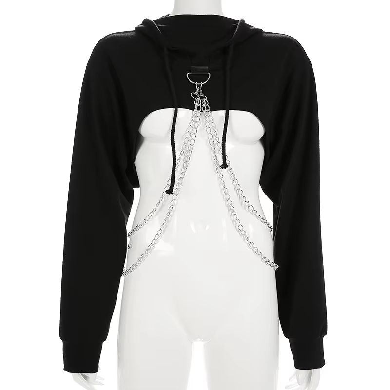 Stylowa Krótka Bluza z Łańcuszkami Punk HIP HOP Goth - XXL