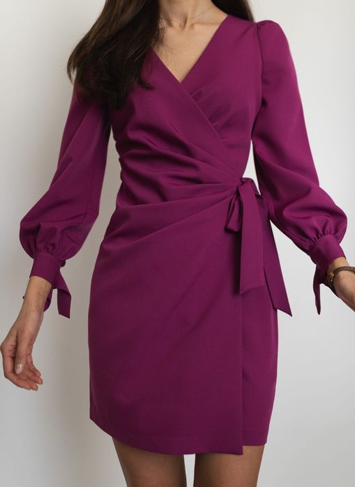 Różowa/fioletowa elegancka sukienka