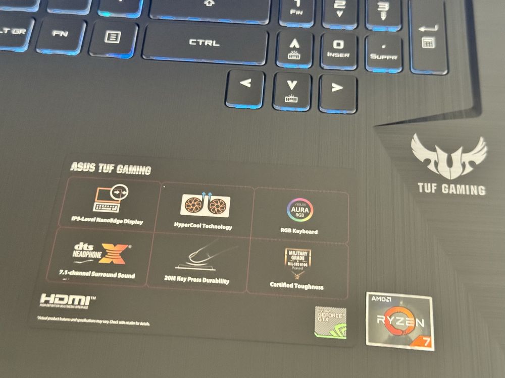 Asus TUF Ryzen 7 8gb 1tb + 256ssd geforce gtx 1660 6gb