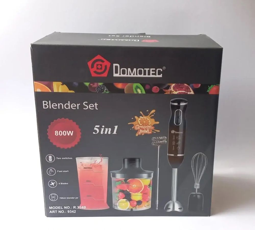 Блендер ручний 5в1 Domotec R314B подрібнювач міксер 800Вт измельчитель