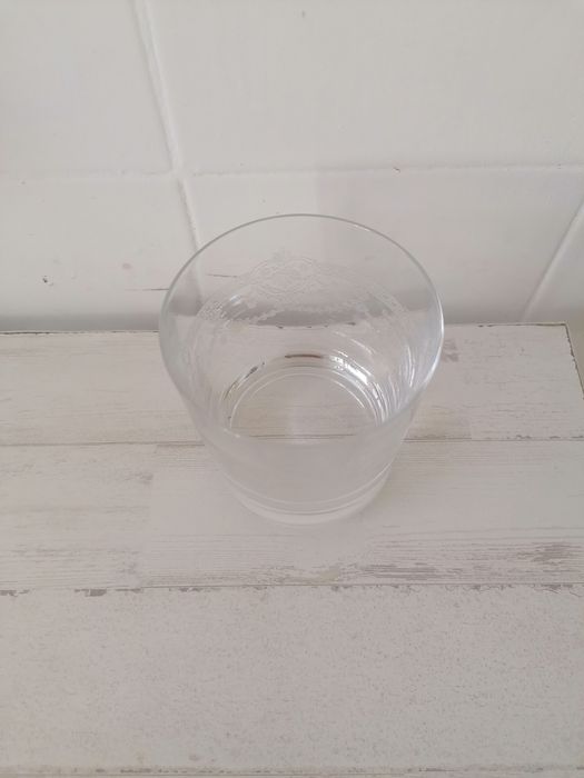 Conjunto 4 Copos Whisky em Vidro Trabalhado Base Grossa