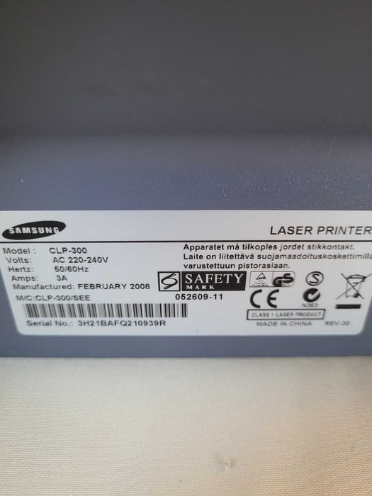 Drukarka kolorowa laserowa SAMSUNG CLP-300 + zapas tonerów