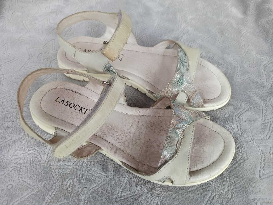 Skórzane sandały dziewczęce Lasocki, r. 36