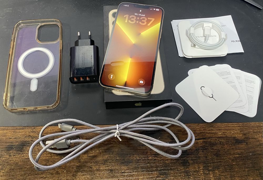 iPhone 13 Pro Max Złoty 256GB Bez Simlocka - Idealny - Zestaw - iDream