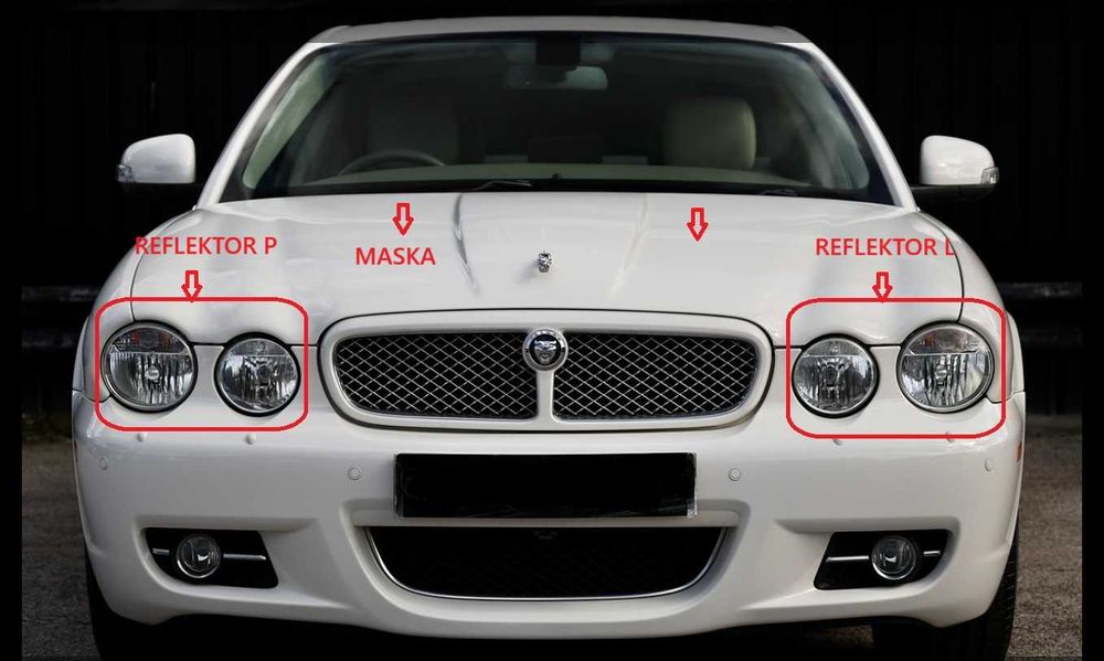 Jaguar XJ X350 X358 Long drzwi maska lampa reflektor przód