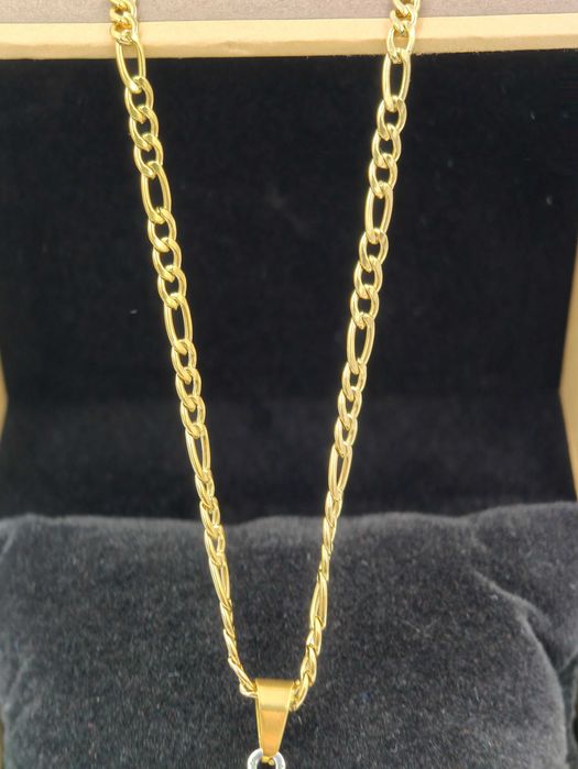 Aisadi łańcuszek złoty męski stal szlachetna z krzyżem. Stylowy