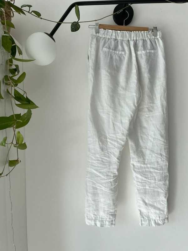 Białe lniane spodnie Massimo Dutti 100% len